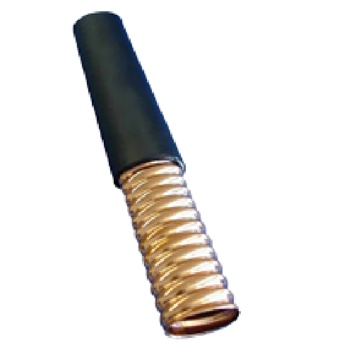 Spiralförmiger Metallkopf mit schwarzem Griff.