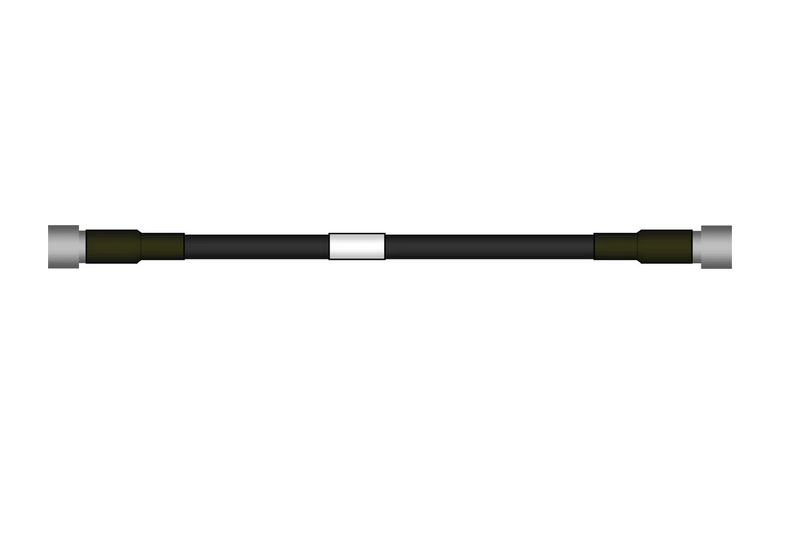 Black cable with green ends and a central white ring.