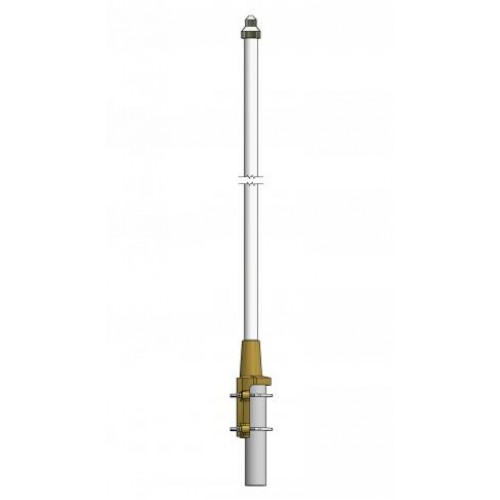 Long white antenna with gray base and yellow middle section