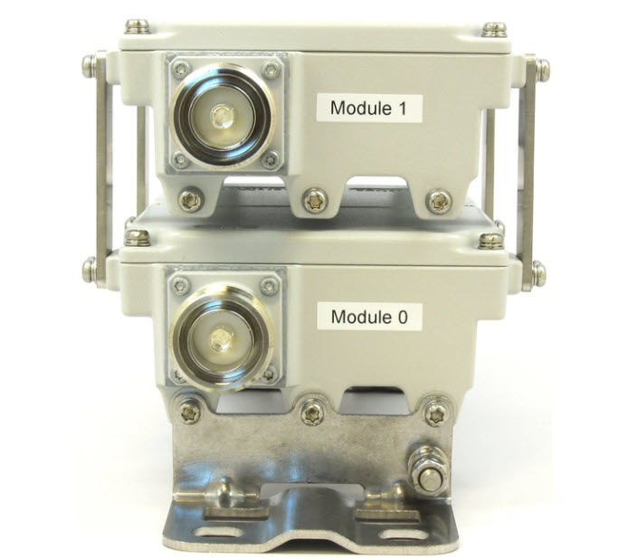 Zwei gestapelte industrielle Module, beschriftet mit Modul 0 und Modul 1.