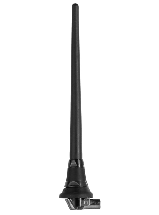 Black vertical radio antenna with plastic housing
