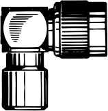 Technical drawing of an elbow connector with ribbed and smooth sections.