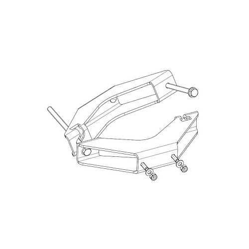 Technische Zeichnung eines Fahrradrahmenbauteils mit Schrauben und Stangen.