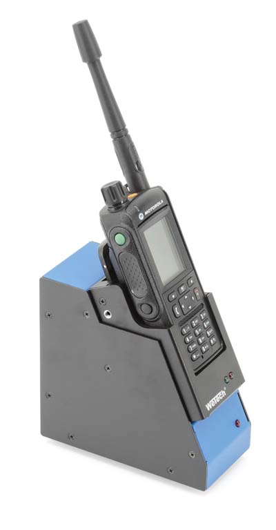 Radio device in a charging dock with antenna.