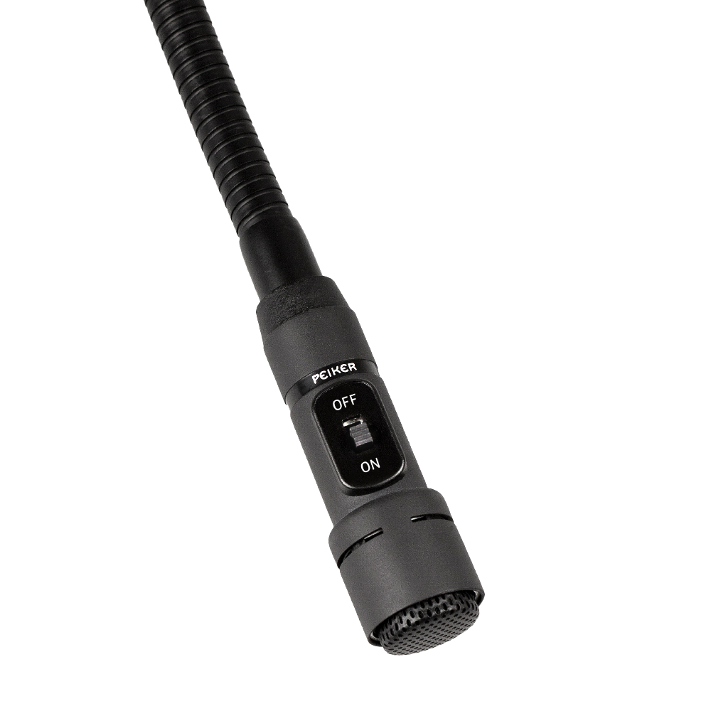 6119-000-000-05.jpg Schwarzes Mikrofon mit Ein-/Ausschalter auf flexiblem Hals.