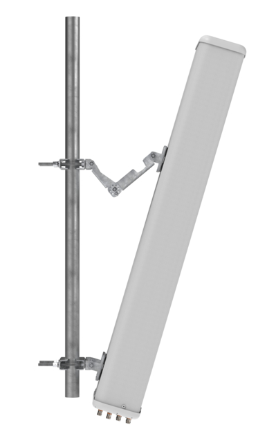 Antenna on mast with adjustable bracket