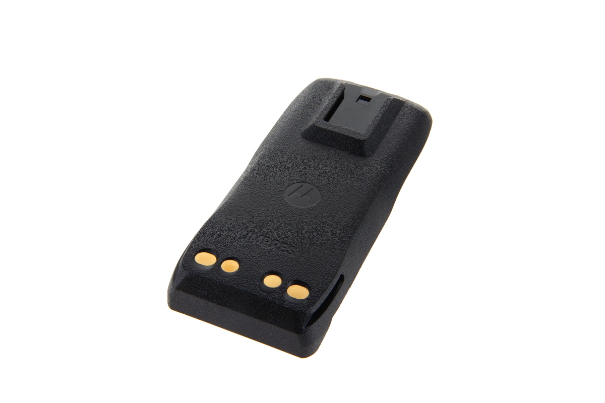 Black battery with gold contacts.