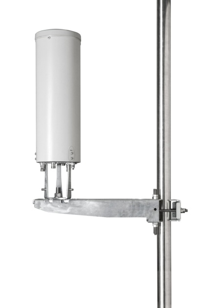 Cylindrical antenna mounted on a metal pole.