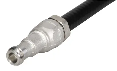Metal hose with threaded connector and black body