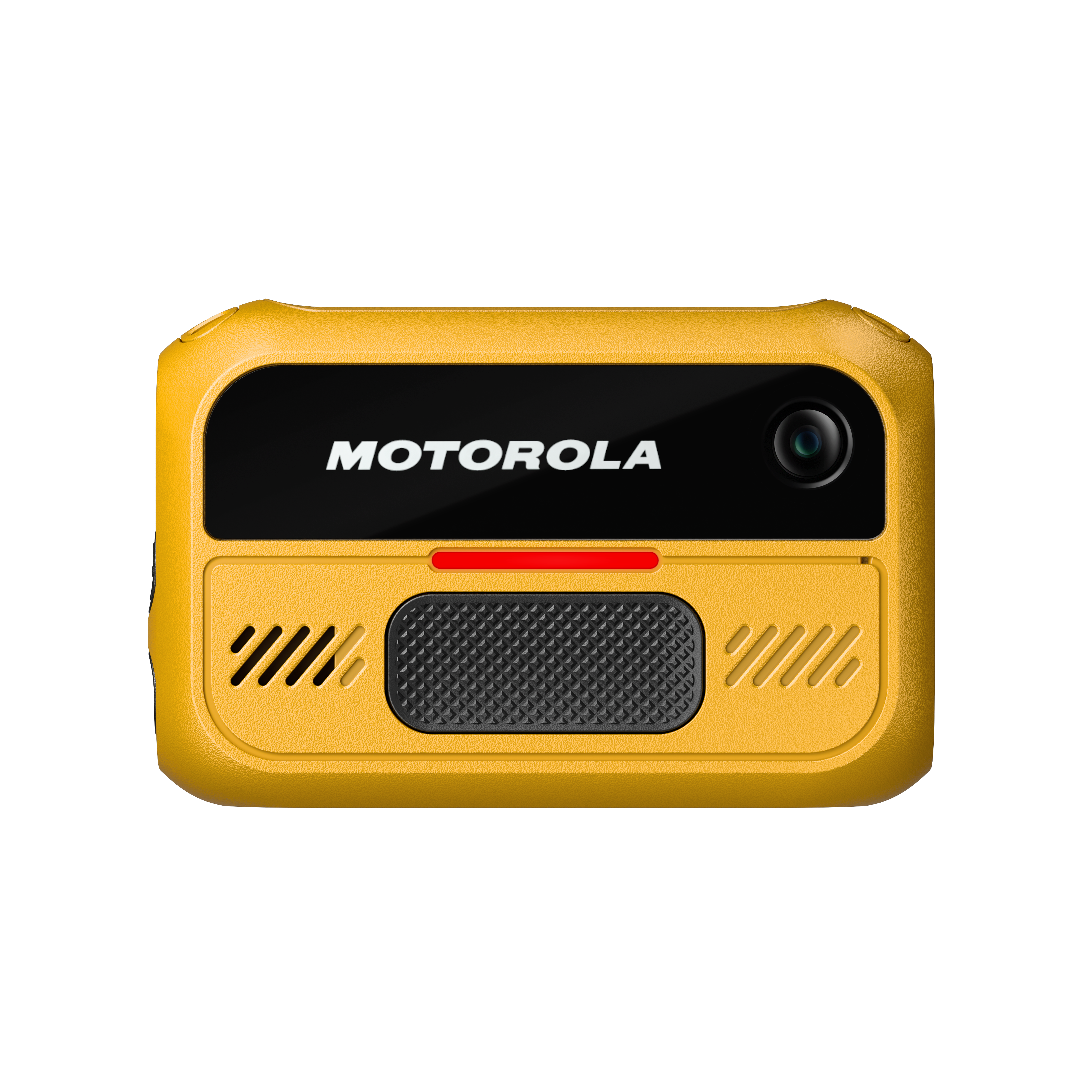 Gelbes Gerät mit Kamera und Motorola-Logo