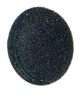 Round black abrasive pad with coarse texture.