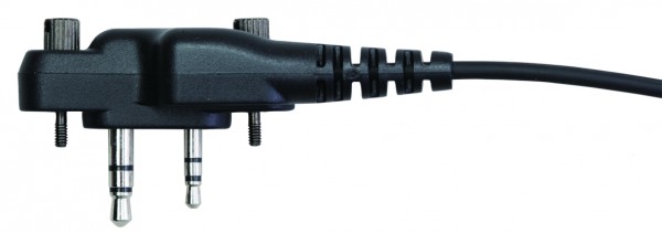 Black audio cable with dual plug and fastening screws.