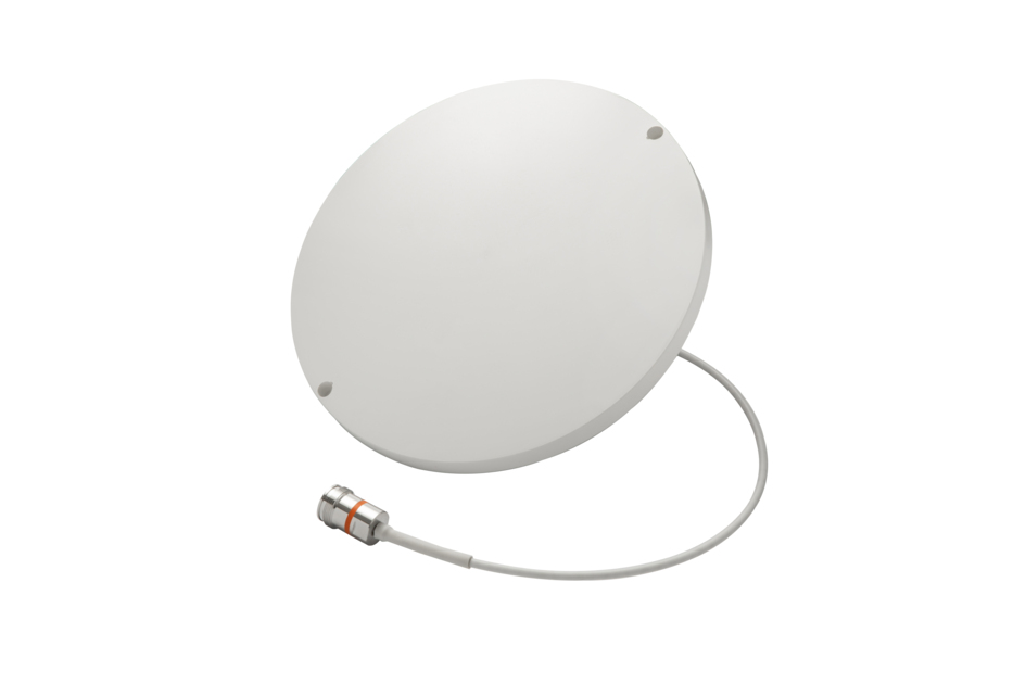 Runde weiße Antenne mit integriertem Kabel und Stecker
