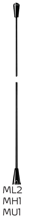 Black screen with three black antennas, top broken