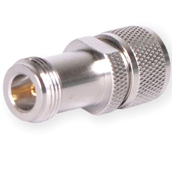Metal connector with knurled grip, cylindrical.
