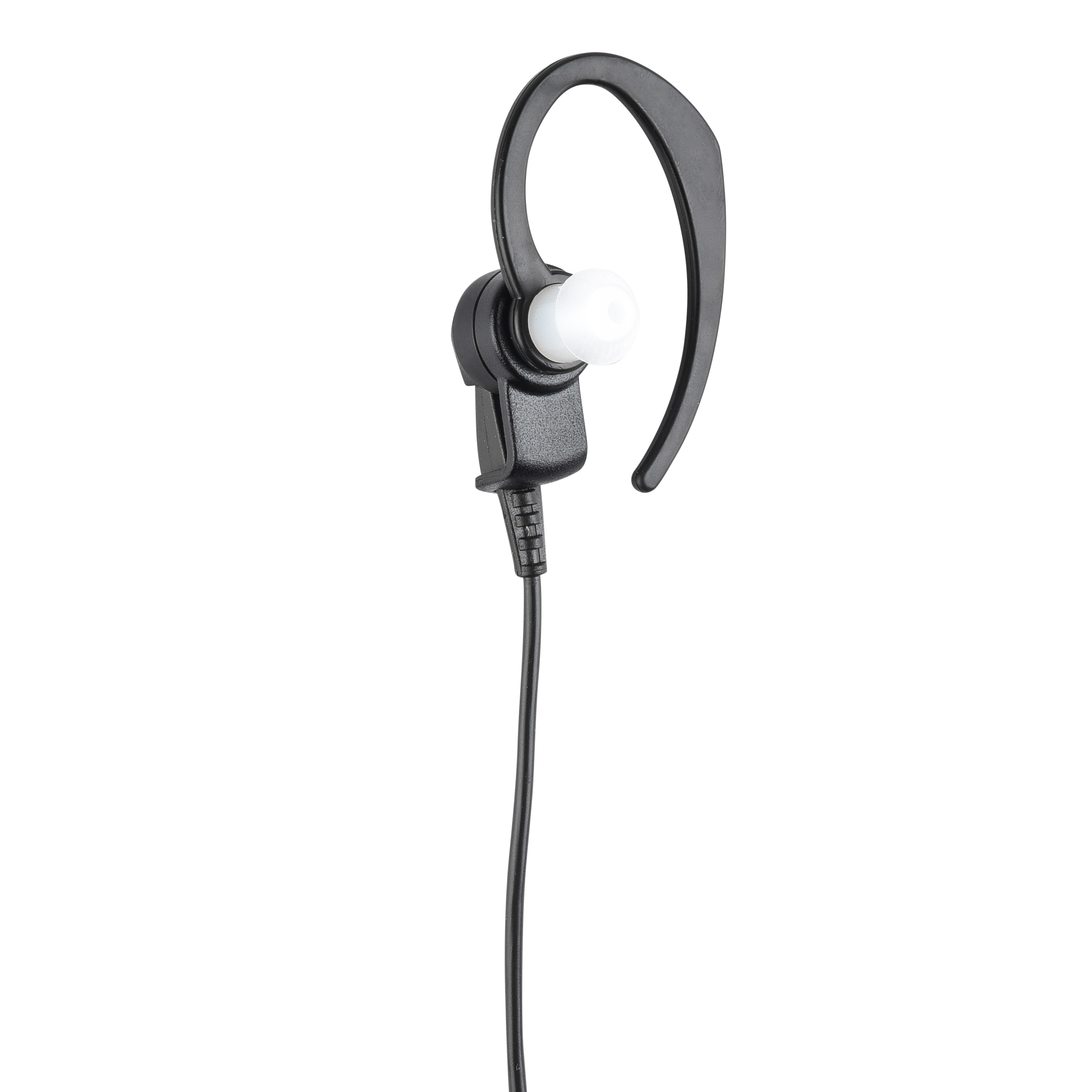 Black earphone with ear hook and cable