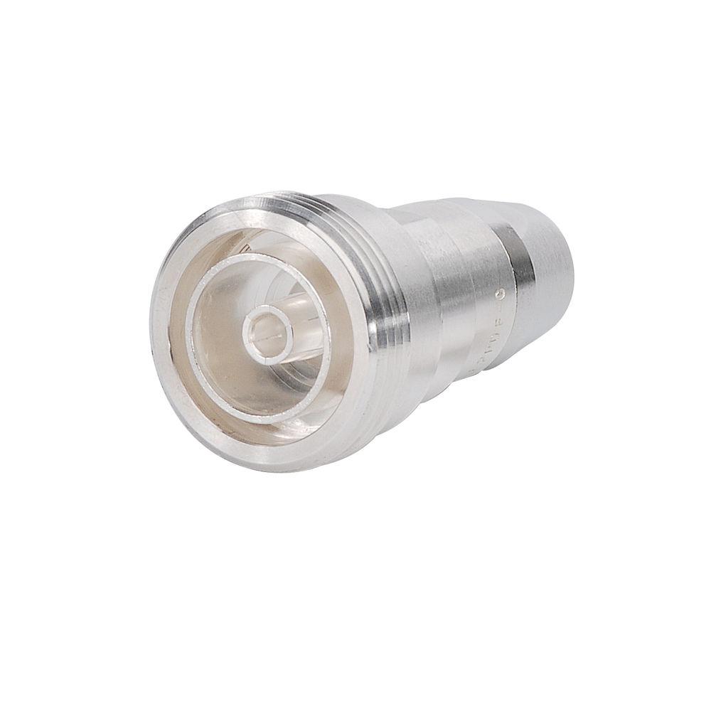 Metallisches Hochfrequenzsteckverbinderteil, zylindrische Form.