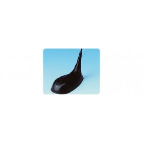 Black car antenna on blue background.