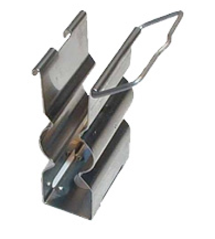 Metallhalterung mit klappbarem Drahtgriff, vertikal ausgerichtet.