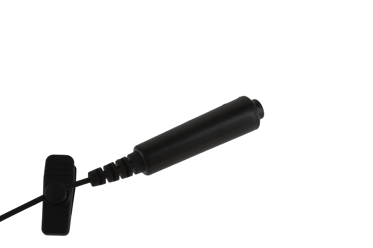 Black cable clip with cylindrical casing