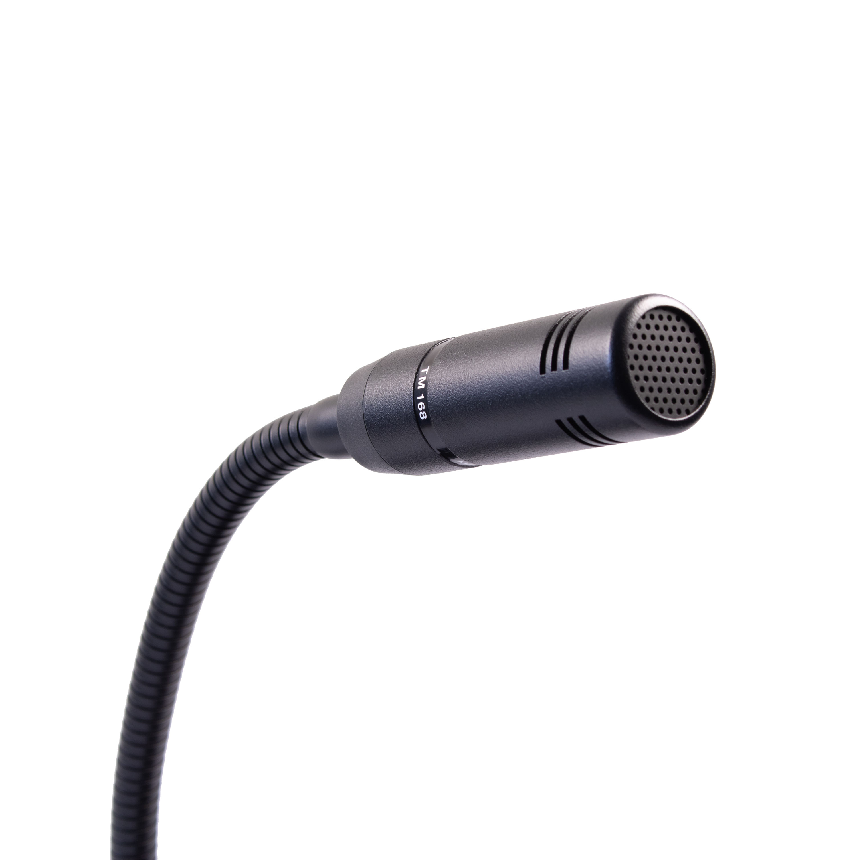 Black gooseneck microphone with a grille at the front