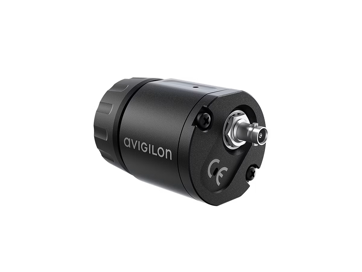 Schwarzer zylindrischer Sensor mit CE-Kennzeichnung und Anschluss.