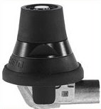 Black rubber foot damper on a metal leg