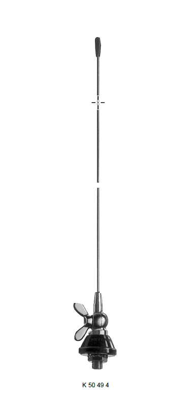 Pre-assembled car antenna with adjustable angle and cable entry.