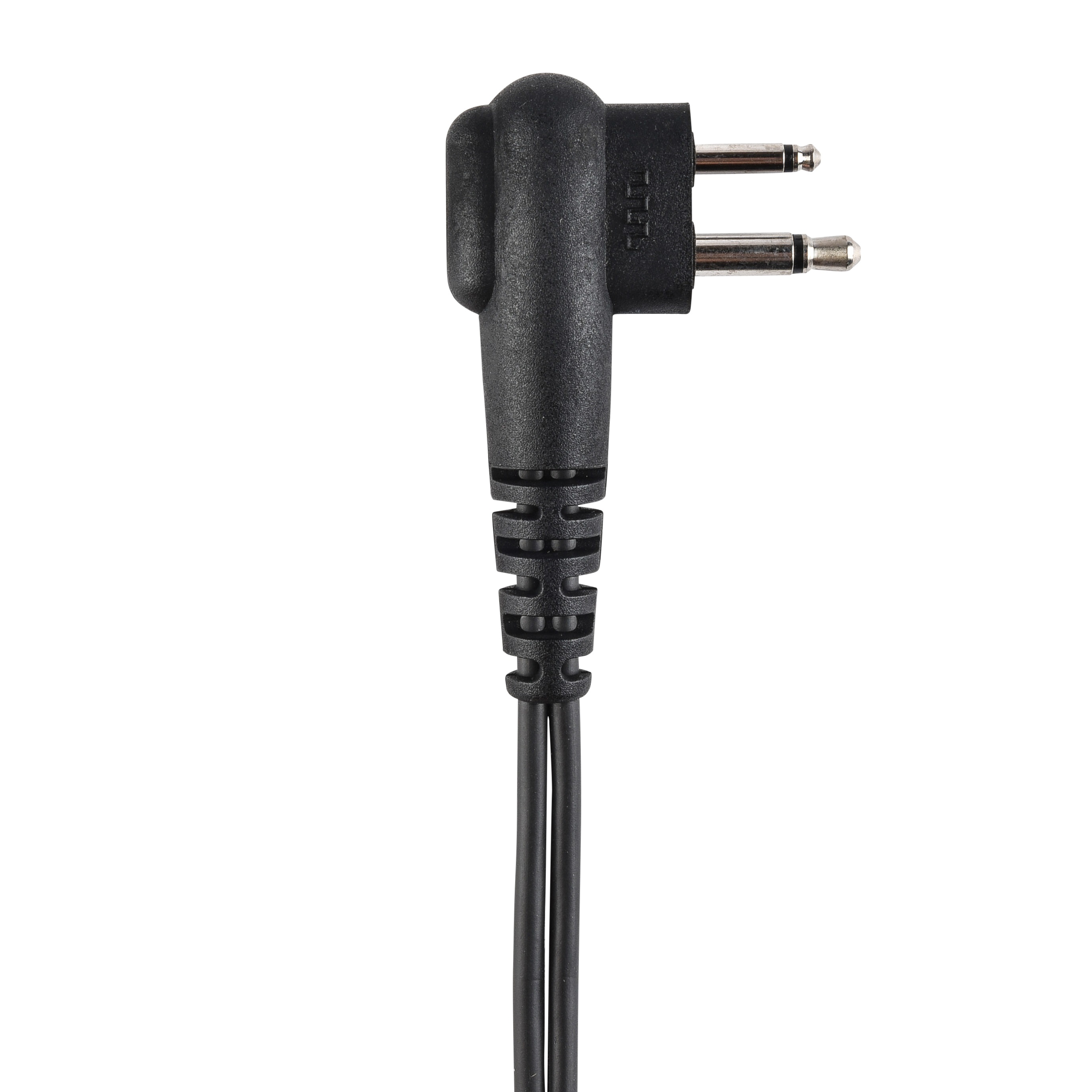 Schwarzer Eurostecker mit Kabel, Doppelstift, rechtwinklige Form.