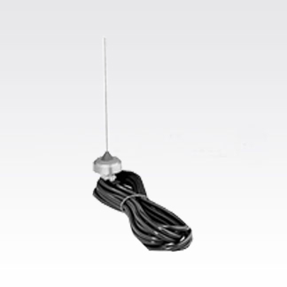 Rod antenna with long cable on white background.