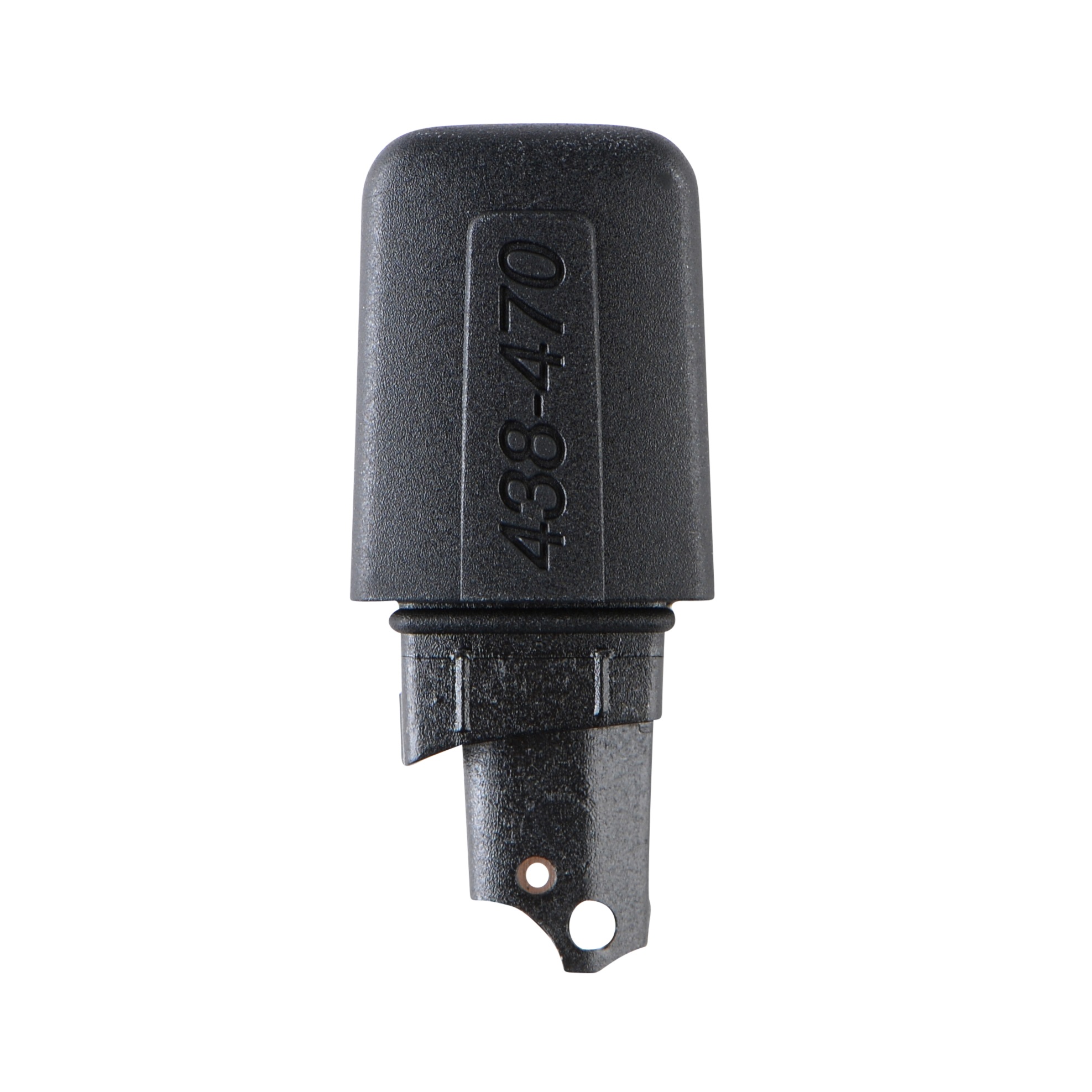Black plastic cap with number 438-470.