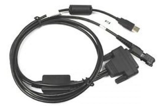 USB-zu-DVI-Adapterkabel mit Ferritkern und USB-Stecker.