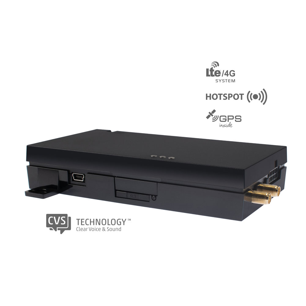 Schwarzes Gerät mit LTE, Hotspot und GPS-Funktionen.