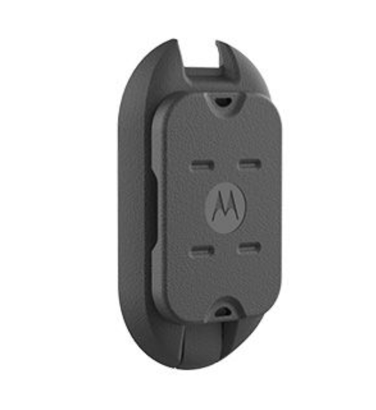 Schwarze Halterung mit Motorola-Logo, rechteckig mit abgerundeten Kanten.