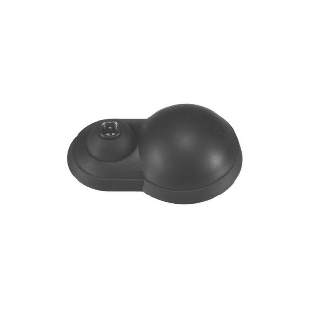 Black, domed motion sensor on an oval base.