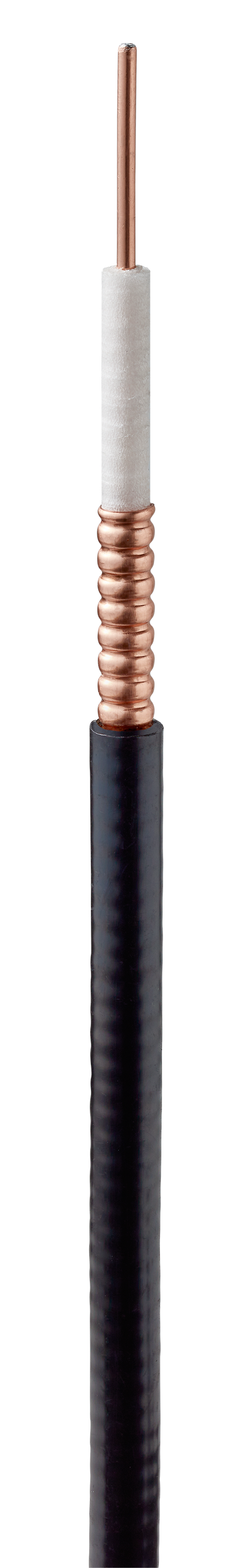 7000_00757831_RFS_01.png Coaxial cable with black insulation and copper core.