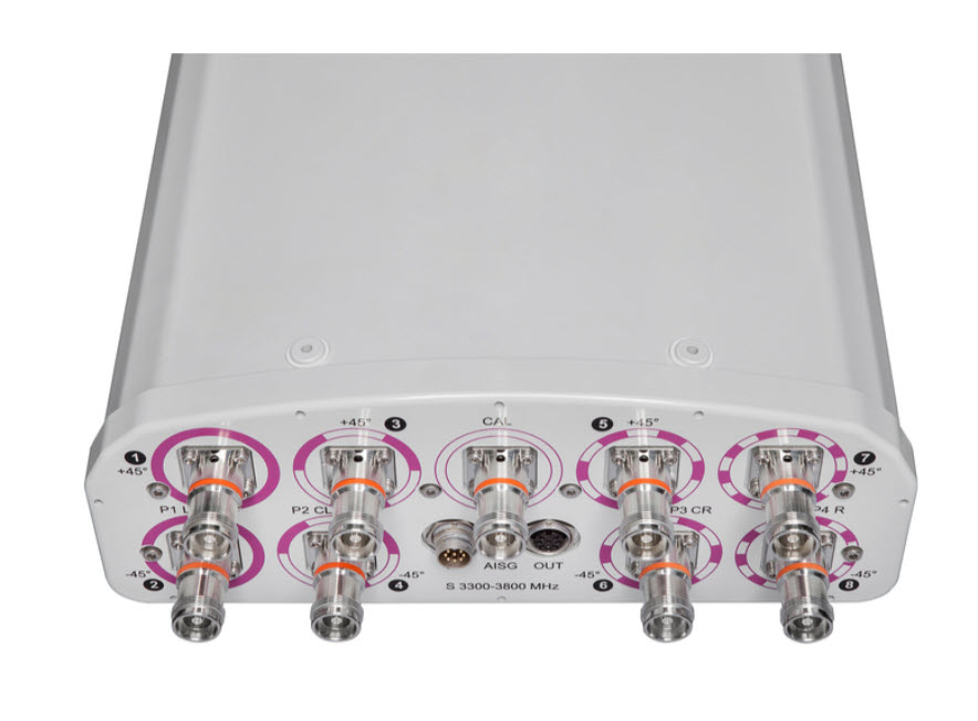 Electronic device with multiple ports, some marked in pink and labeled.