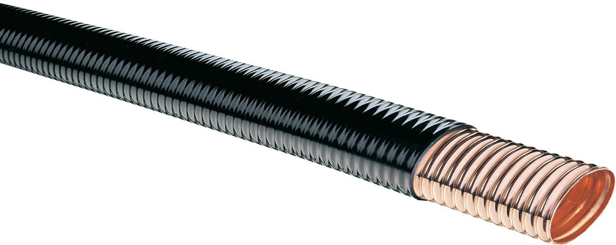 Black corrugated hose with copper inner thread