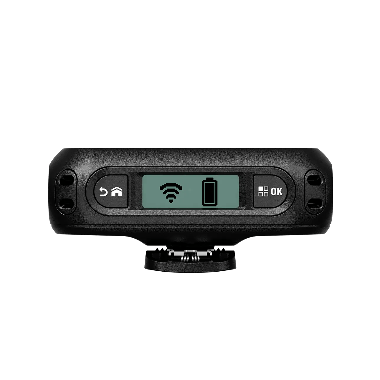 Schwarzes Bedienfeld mit WLAN- und Batteriestatussymbolen