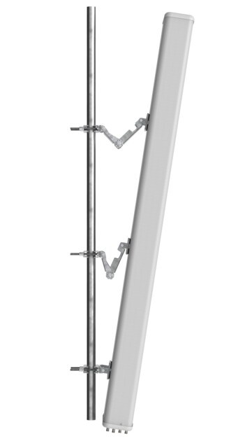 Antenna mounted on a mast with brackets