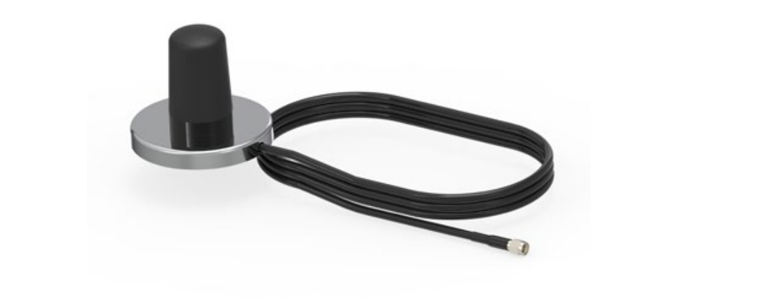 Black antenna with a long cable and connector.