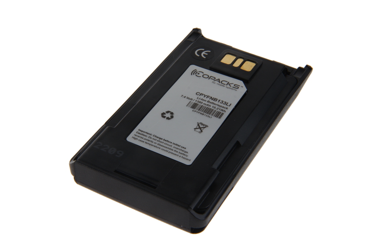 Lithium-Ionen-Akku mit 7.4 Volt und 1380 mAh, schwarzes Gehäuse.
