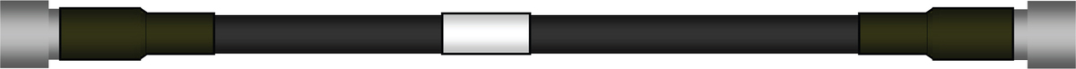 Black pipe with silver ends, gray middle section.