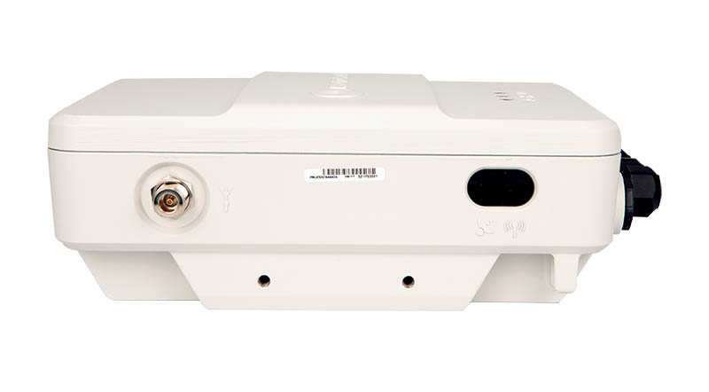 Rectangular white device with connection ports on the sides.
