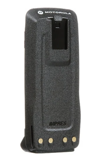 Schwarzer Motorola Funkgeräteakku mit IMPRES-Technologie.