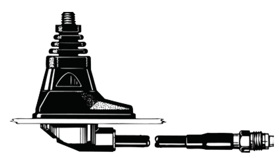 Antenna structure connected to a detachable cylindrical adapter.