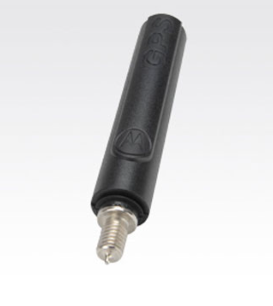 Schwarze GPS-Antenne mit Schraubgewindeanschluss.