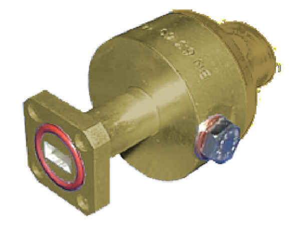 Messingzylinder mit Flansch und sichtbarem Bolzen.