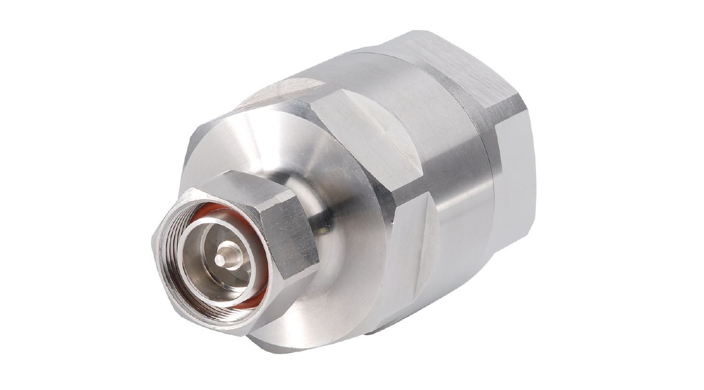Metal RF coaxial connector with round socket.