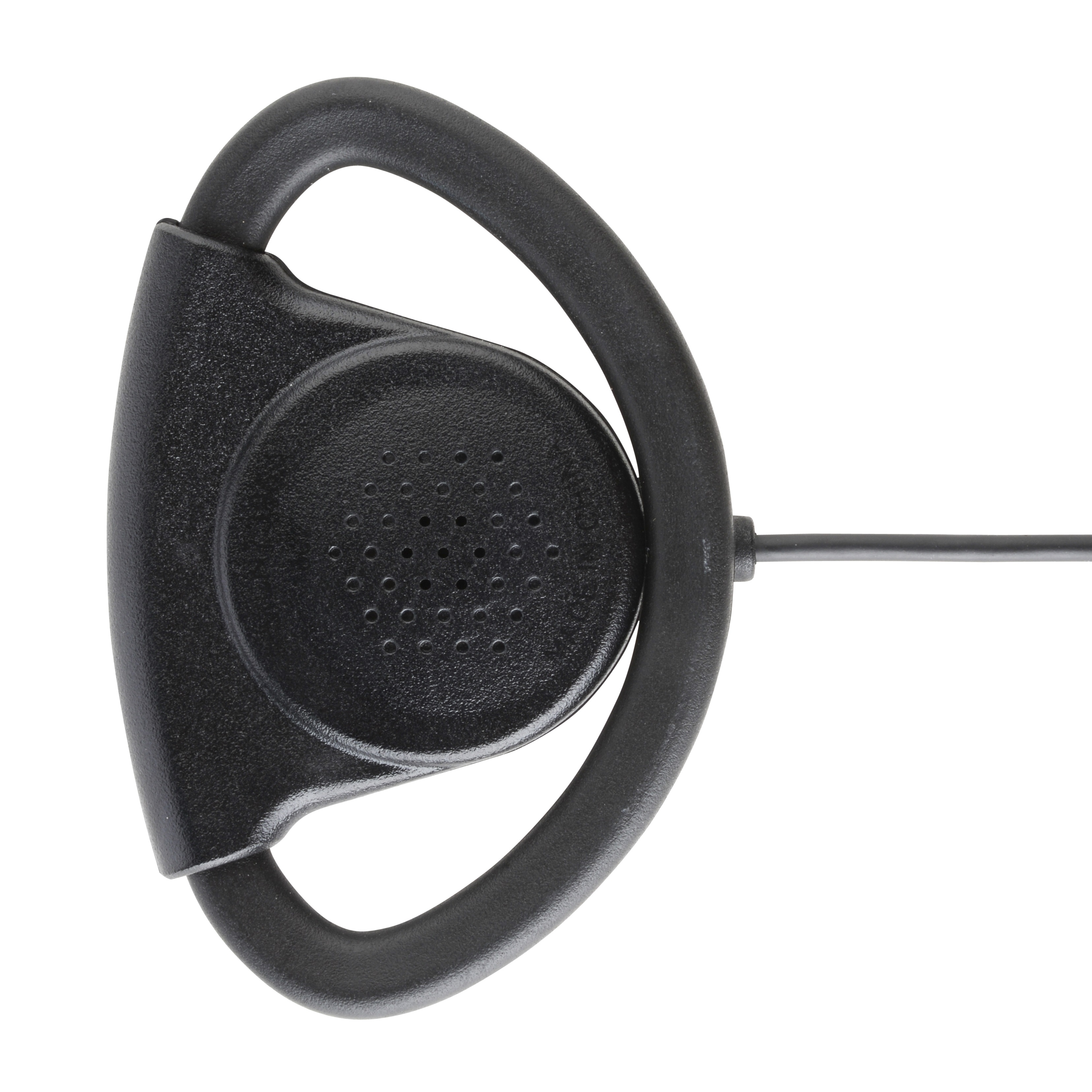 A black earpiece with a cord.